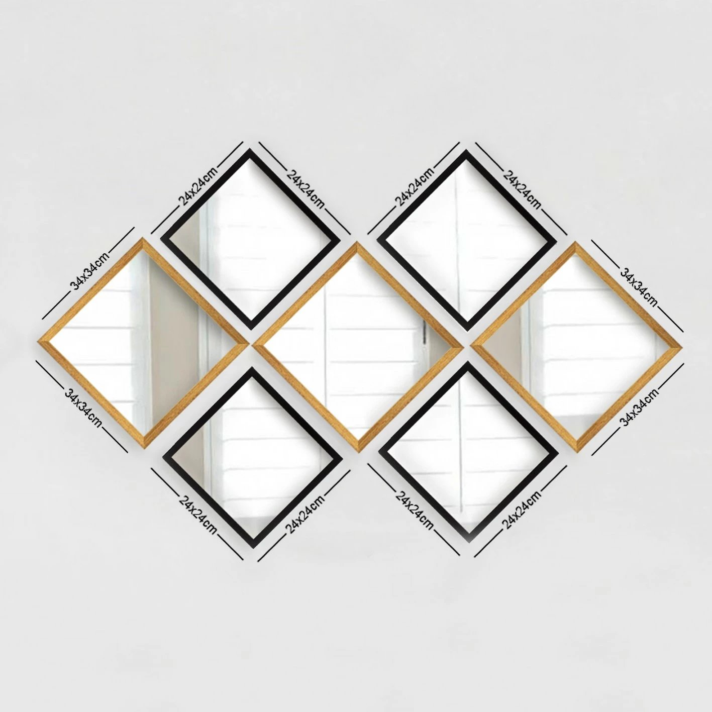 Set pasqyrash dekorative, 6 copë, ngjyrë ari/argjendi/e zezë, Wallity, SETAYNA_043