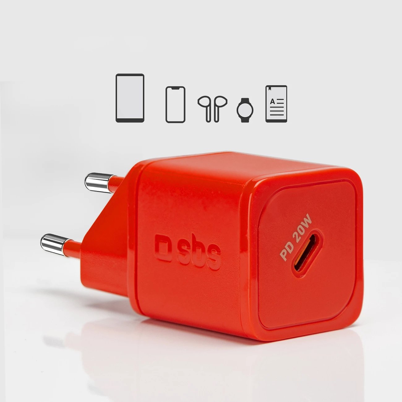 Karikues muri SBS TETRGAN1C20R, 20W, GaN, USB-C, Kuq