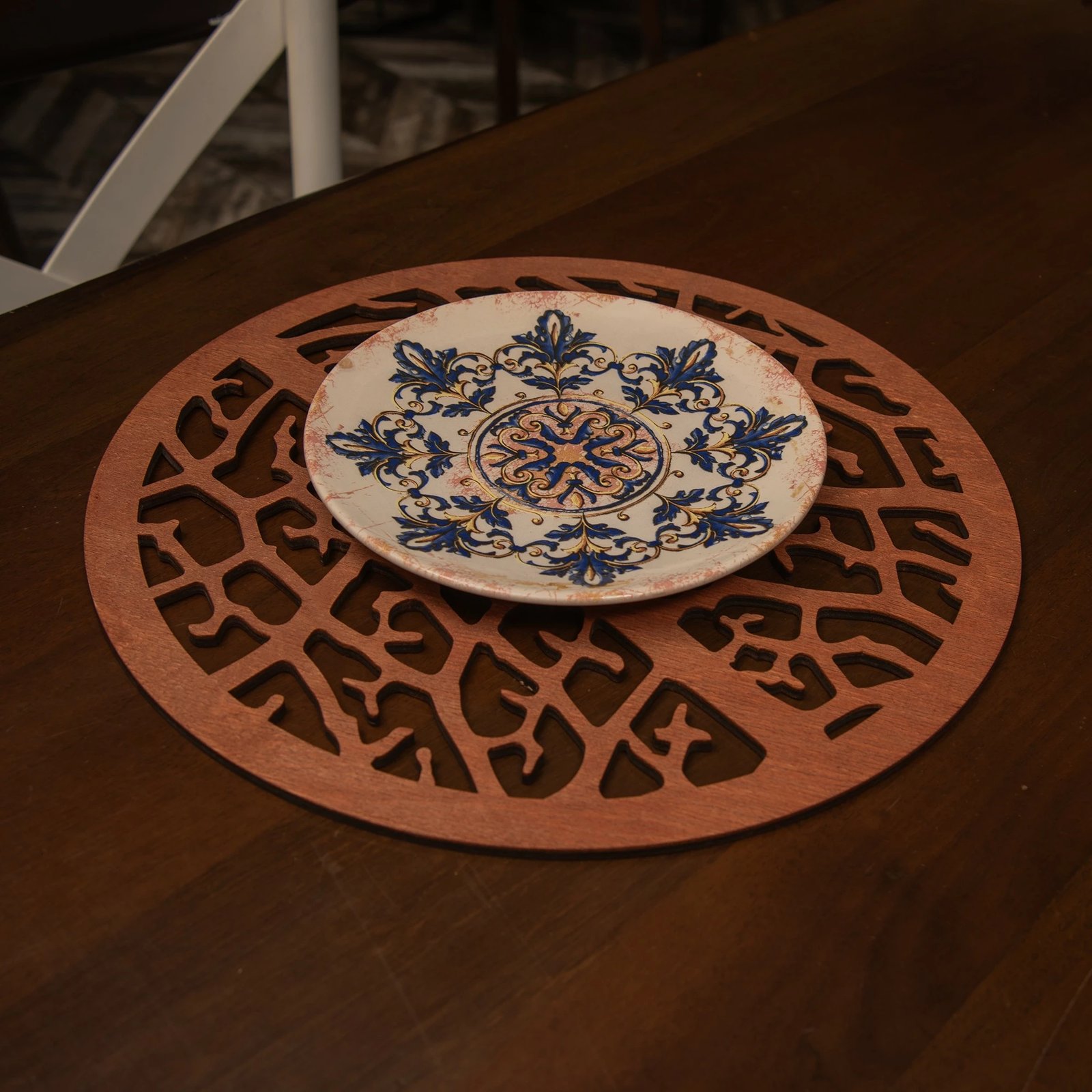 Set nënshtrues tavoline prej druri, 4 copë, Hermia, ngjyrë rozë