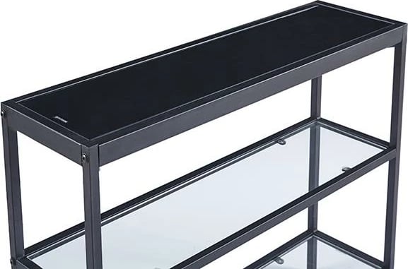 Konsolë metali Nextdeco me sipërfaqe xhami, H76x91.5x25.5cm