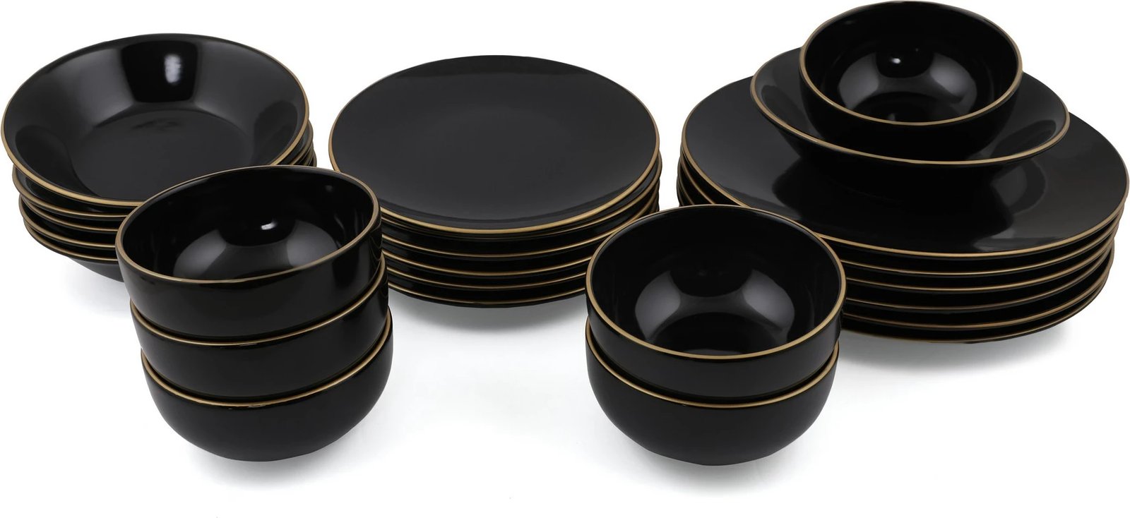 Set enësh darke qeramike, 24 copë, Hermia, TY040424F650A841600MAET600, ngjyrë e zezë dhe ari