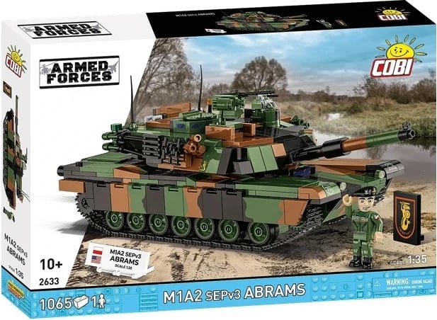 Set blloqe ndërtimi, Cobi, M1A2 SEPv3 Abrams COBI-2633, 1065 copë, shkallë 1:35, 1 figurë, 10+, kamuflazh