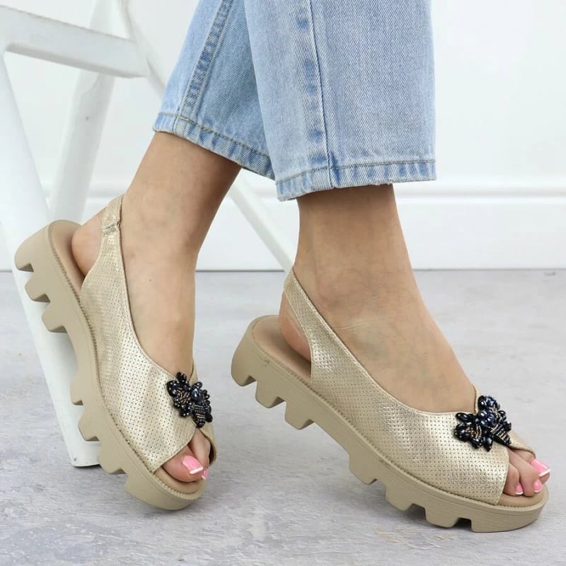 Sandale platforme Potocki SZ12610, të arta