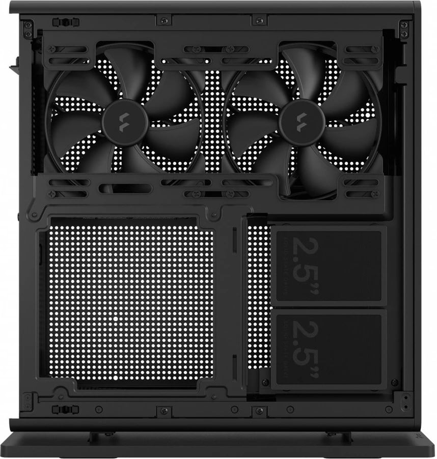 Kasë Fractal Design Ridge Black, Mini ITX, Tower Slim, 4x 2.5" drive, e zezë