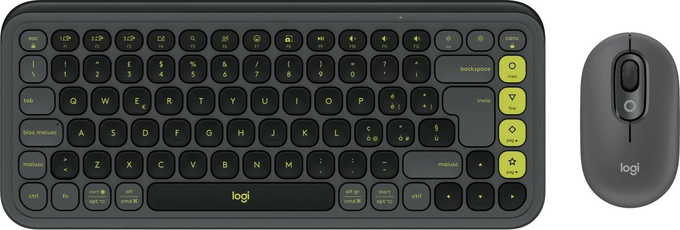 Tastierë dhe maus Logitech POP ICON COMBO, Wireless, Bluetooth, QWERTY, Grafit, Gjelbër