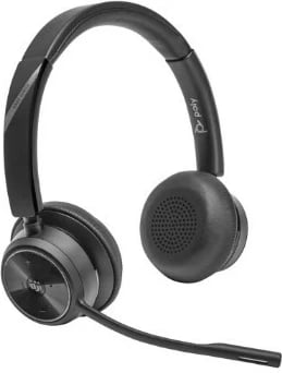 Kufje zyre stereo me bazë DECT, Poly Savi 7420, 3 lidhje (PC/tel. fiks/celular), Bluetooth 5.2, rreze 180 m, me mikrofon anulim zhurme, Microsoft Teams Certified, e zezë