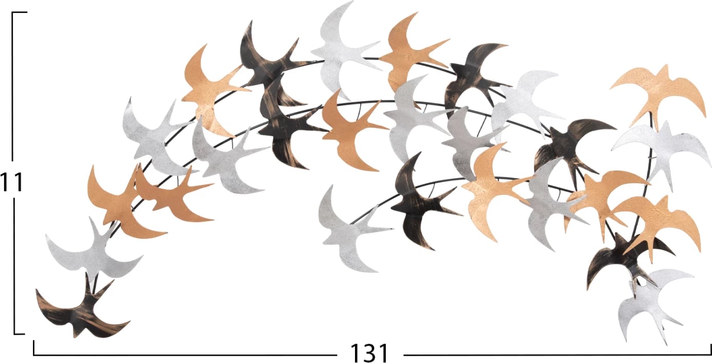 Dekor muror zogjsh, metal, shumëngjyrësh, FH4655, 131x11x70 cm