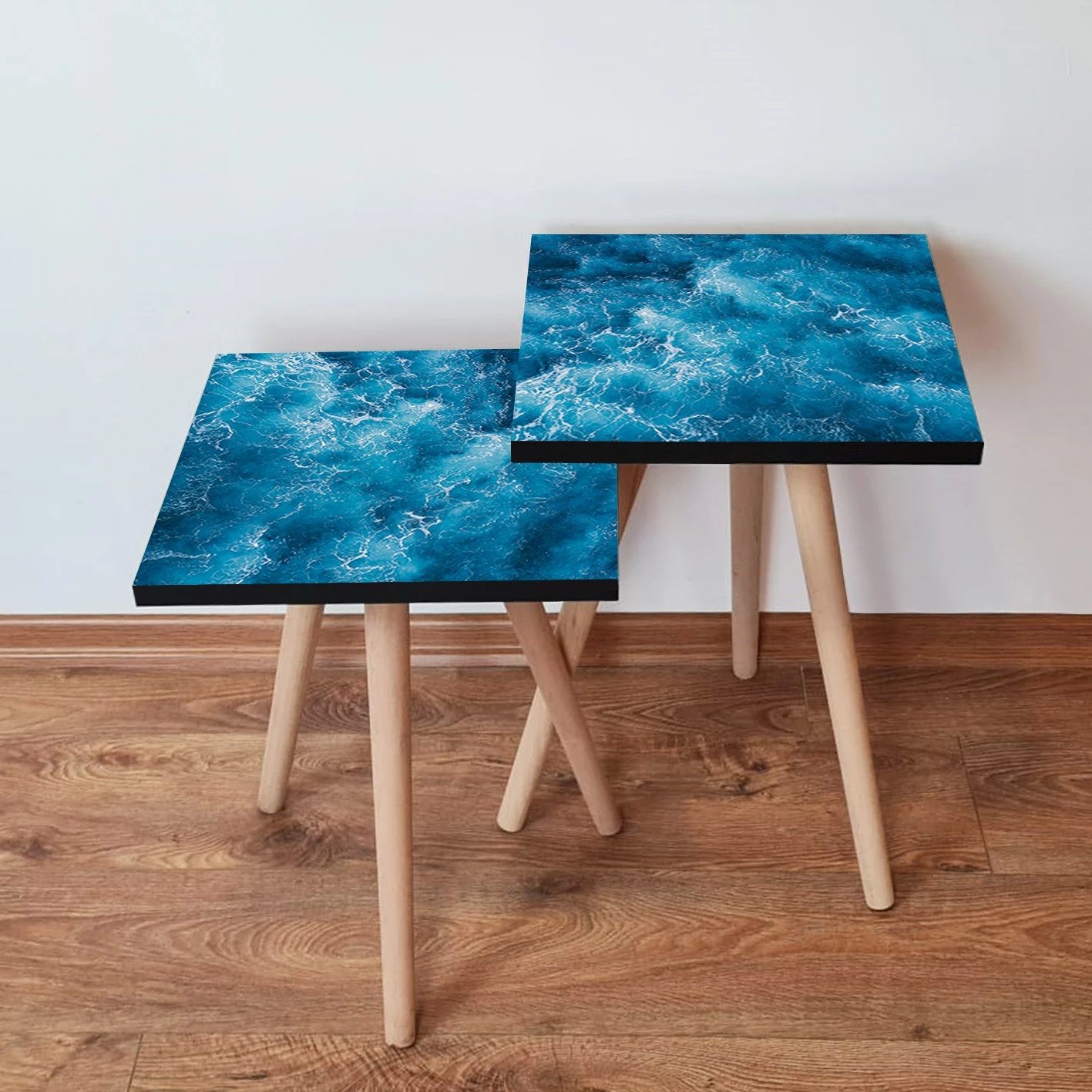 Set tavolinash të mbivendosura, ngjyrë kaltër, Skye Decor, 2 copë, 2Shp357