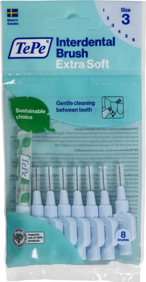 Furça interdentale TePe Extra Soft 0.6mm blu e çelët 8 copë