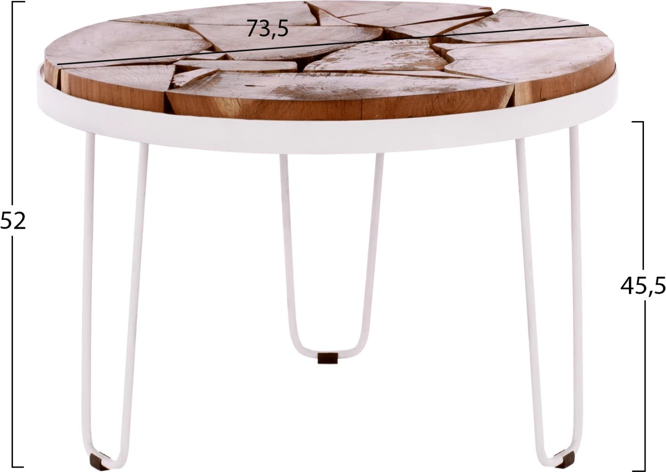 Tavolinë e shkurtë rrethore prej akacie, kornizë e bardhë, FH8366.12