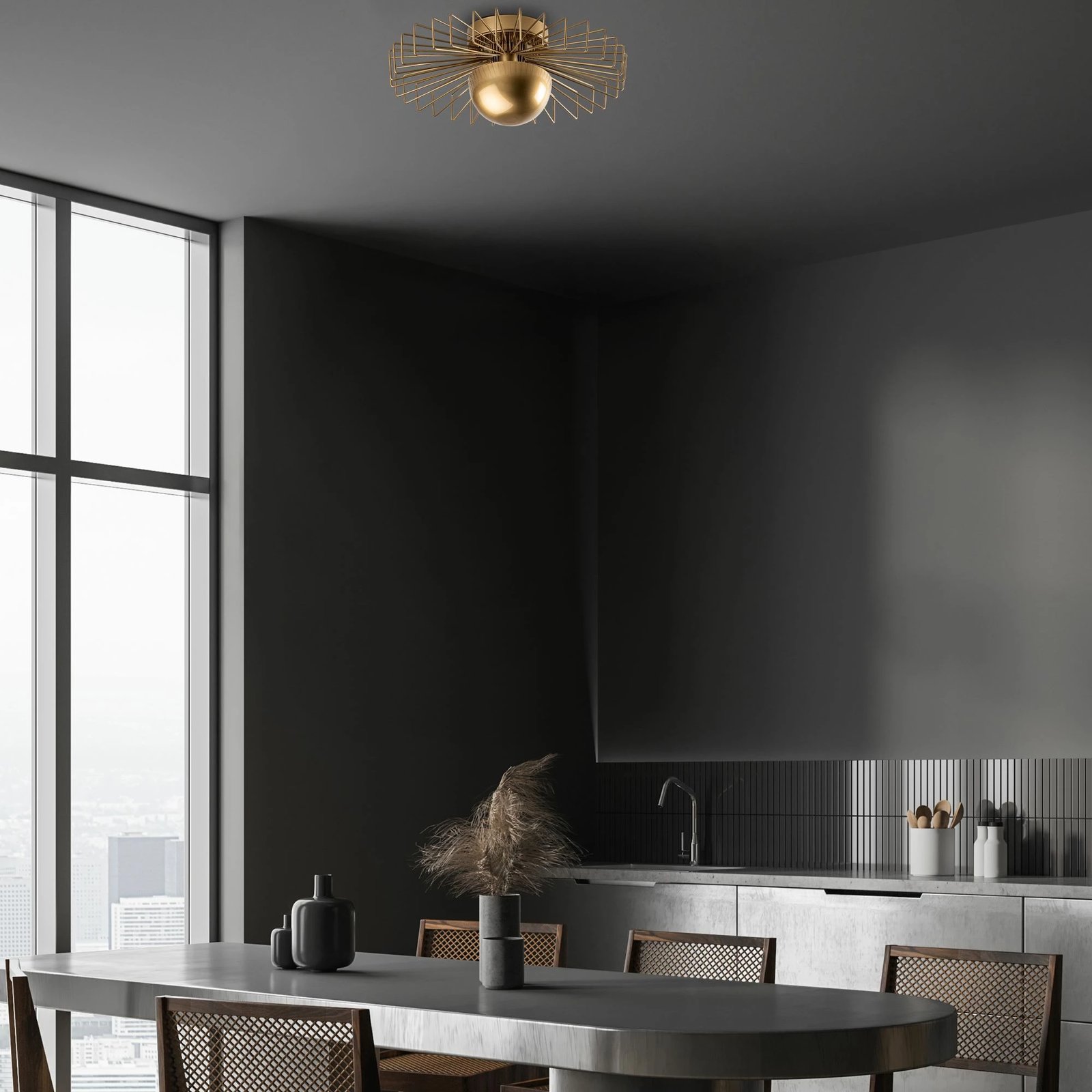 Llambë tavani Opviq Kaya, metal i artë, 45x45x18cm Llambë tavani Opviq Kaya, metal i artë, 45x45x18cm