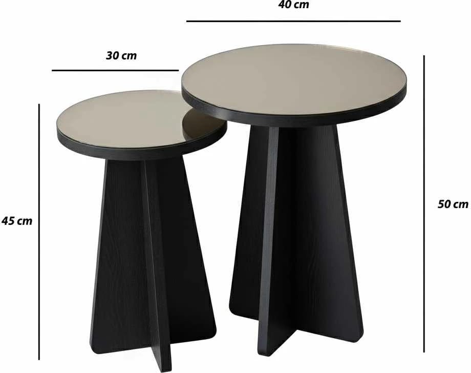 Set tavolinash anësore Skye Decor, Luna, e zezë-bronz