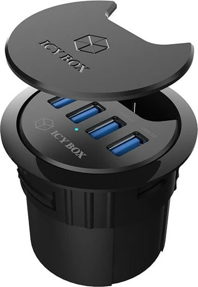 USB hub ICY BOX IB-HUB1403, 4 porta, USB 3.2 Gen 1, 1.2m, e zezë