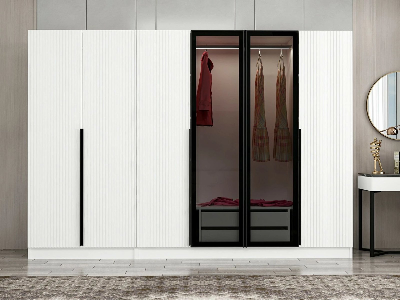 Dollap garderobe Skye Decor, Kale Plus - 7812, ngjyrë fume