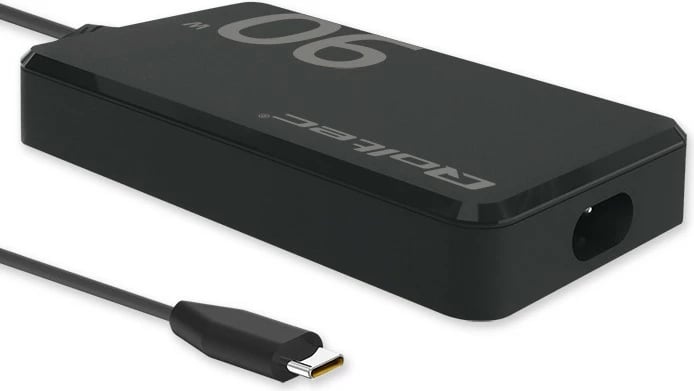 Karikues muri Qoltec 52422, 90W GaN, USB-C 3.1, me kabllo, i zi