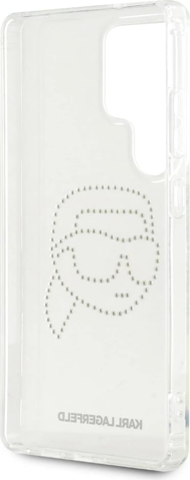 Mbështjellës Karl Lagerfeld Rhinestones Karl Head Logo për Samsung Galaxy S25 Ultra, transparent
