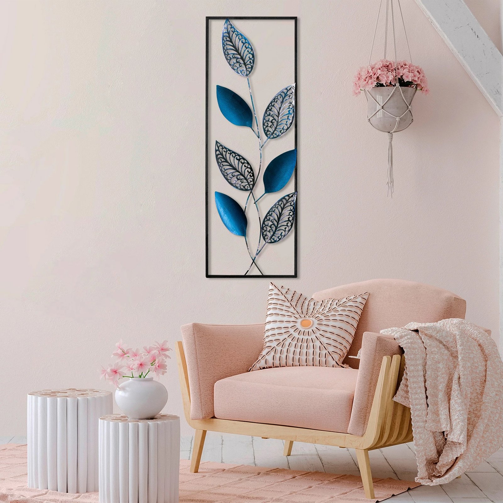 Aksesor dekorativ metalik për mur, gjethe, Wallity