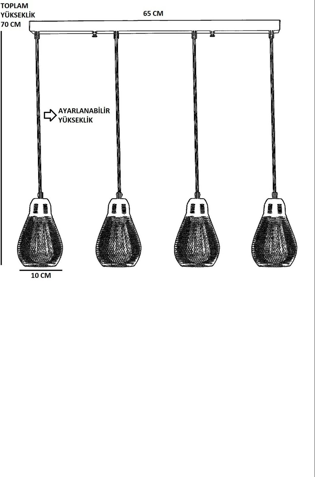 Llambë tavani Opviq, 4 ampula, varëse, ngjyrë e zezë