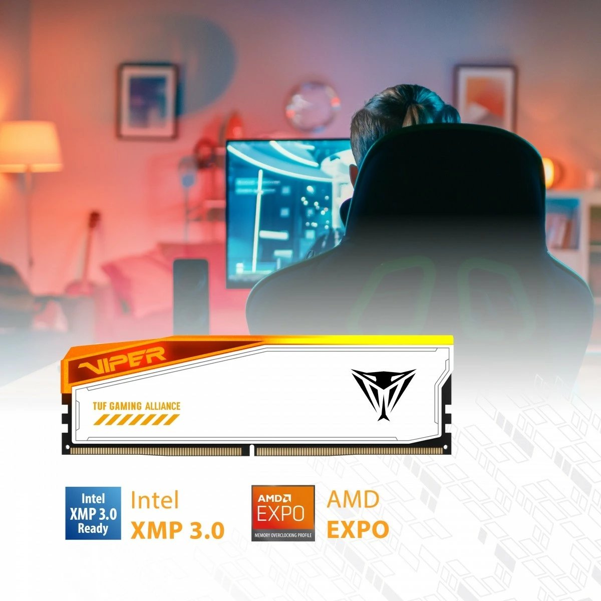RAM Memorje Patriot Viper Elite 5 RGB TUF, 32GB (2x16GB), DDR5, 6600MHz, CL34, Bardhë