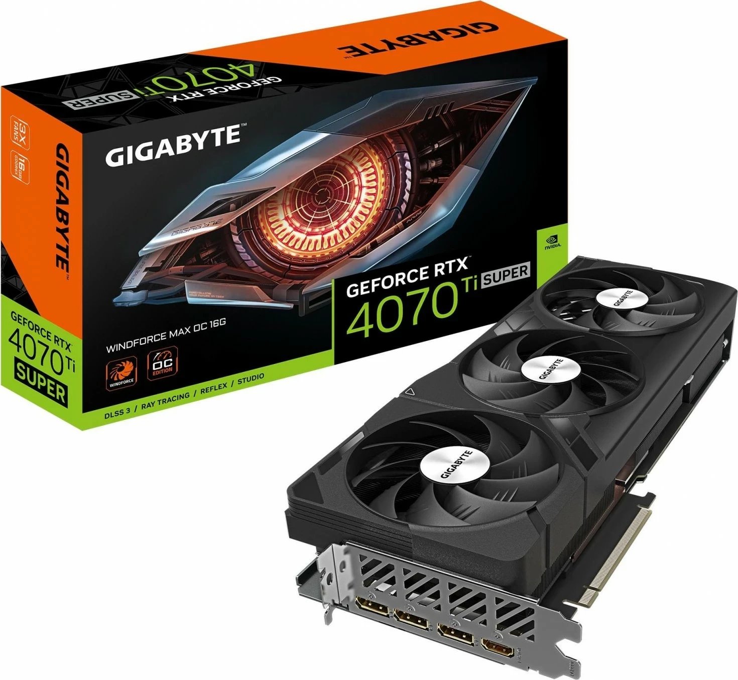 Kartelë grafike Gigabyte GeForce RTX 4070 Ti SUPER WINDFORCE MAX OC 16GB DLSS 3, e zezë