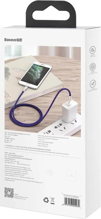 Kabllo USB në Lightning Baseus CALJK-A05, 1m, vjollcë