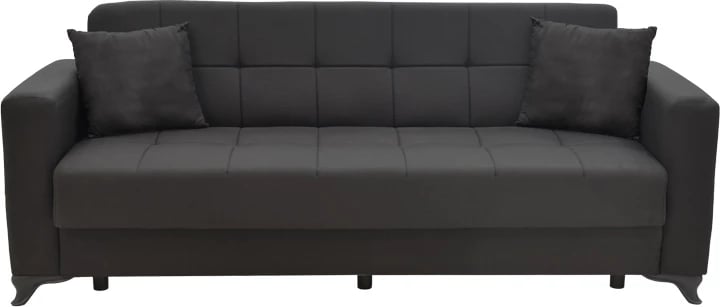 Divan Modesto tre-vendësh me hapësirë ruajtëse, ngjyrë e zezë, 215x85x80cm