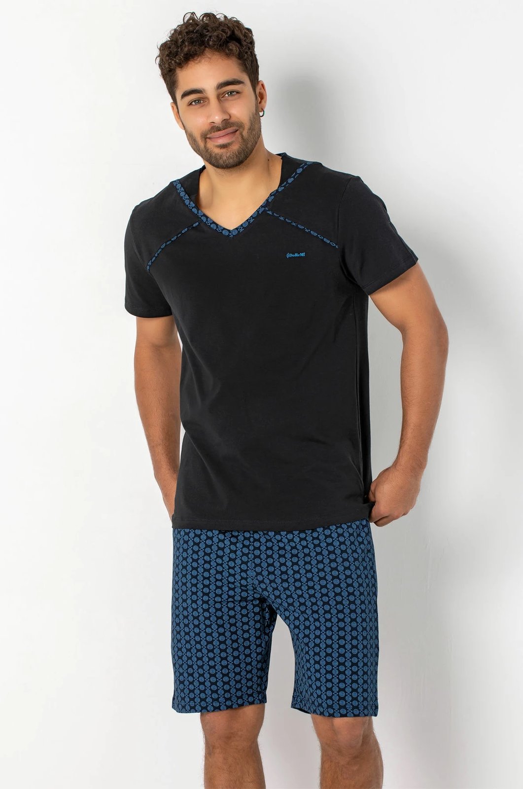 Set pizhamash për burra Jumeon, 002-000465, e zezë, blu e errët