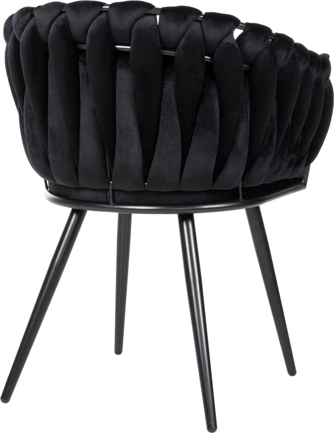 Karrige LUANDA FH8741.04, kadife e zezë, këmbë metalike të zeza, 62x54x79H cm., set prej 2 copë