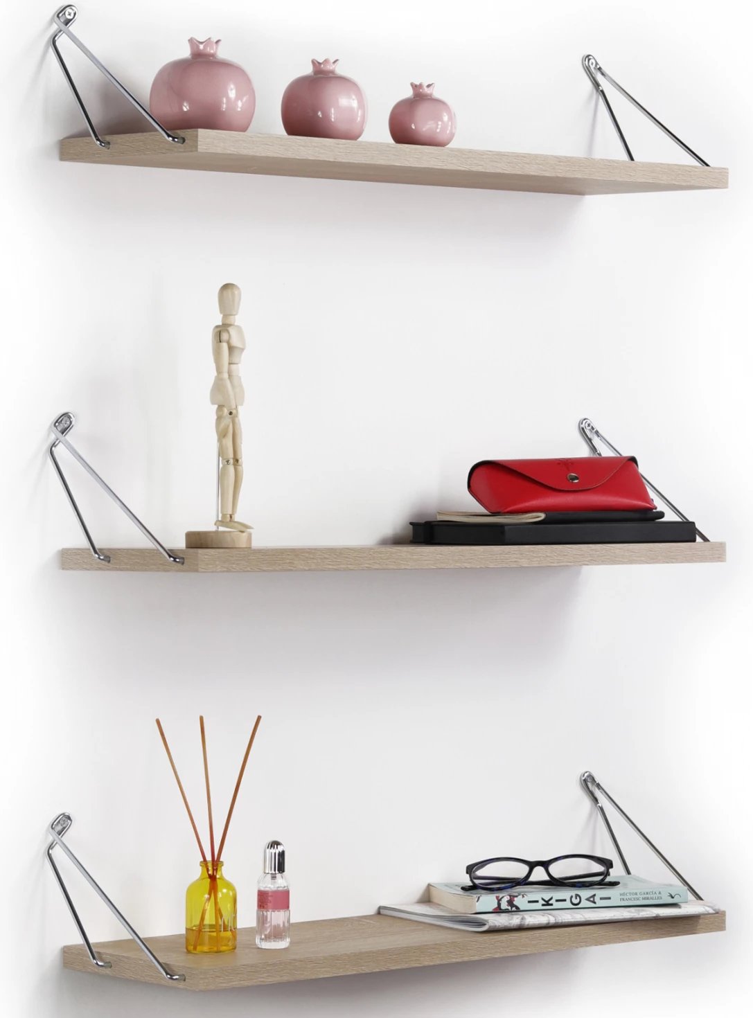 Rafta muri set 3 copë melaminë dhe metal BHAN FH9173.01 sonama krom 60x12.5x18 cm