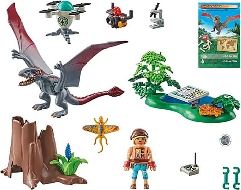 Set lodrash Playmobil Dinos 71525, stacion kërkimor për dinosaur Dimorfodon, 49 pjesë