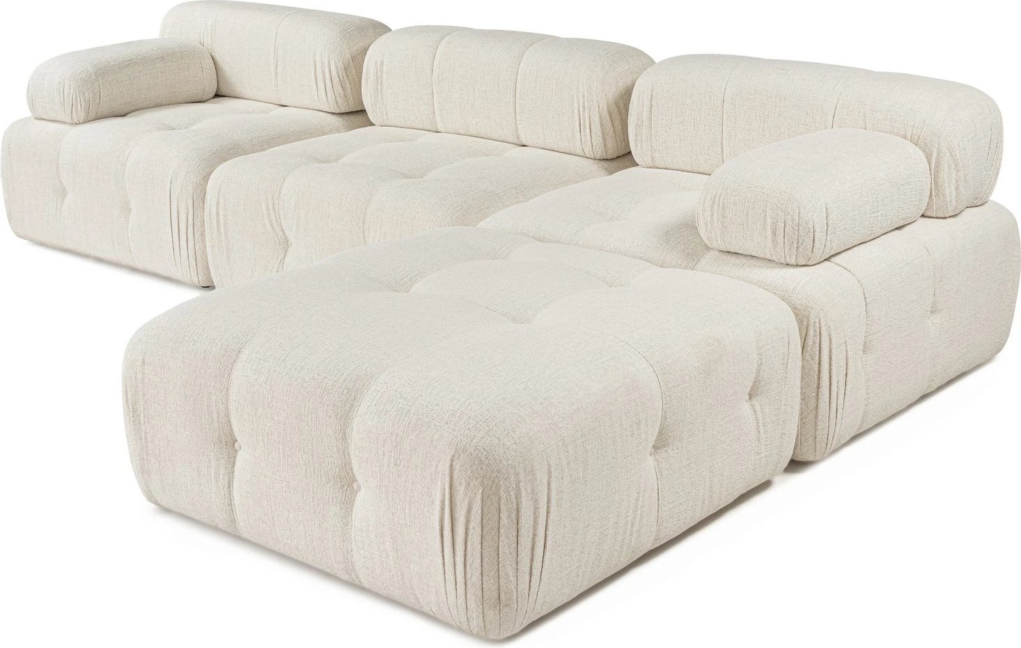 Kënd-sofë Doblo 3 vendëshe me pouffe, krem, Atelier del Sofa