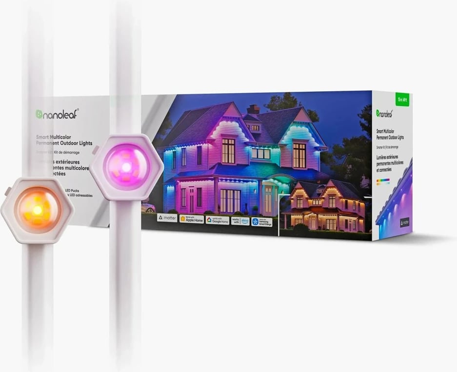 Shirit dritash i mençur Nanoleaf N7401K02-15POL, Wi-Fi/Bluetooth, shumëngjyrësh, i bardhë