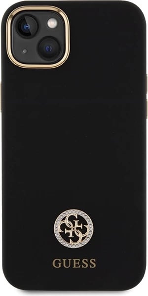 Mbështjellës Guess Silicone Logo Strass 4G për iPhone 15 Plus / 14 Plus 6.7", Zi