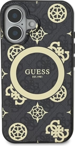Mbështjellës Guess Peony On 4G MagSafe për iPhone 16, Zi Mbështjellës Guess Peony On 4G MagSafe për iPhone 16, Zi