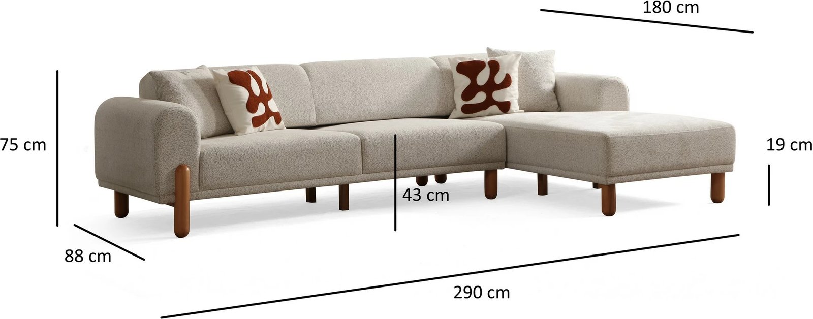 Kënd-sofë krevati Lyke, ngjyrë krem, kënd i djathtë