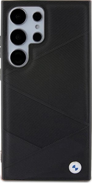 Mbështjellës BMW Signature Leather Crossing Lines Pattern për Samsung Galaxy S24 Ultra S928, i zi