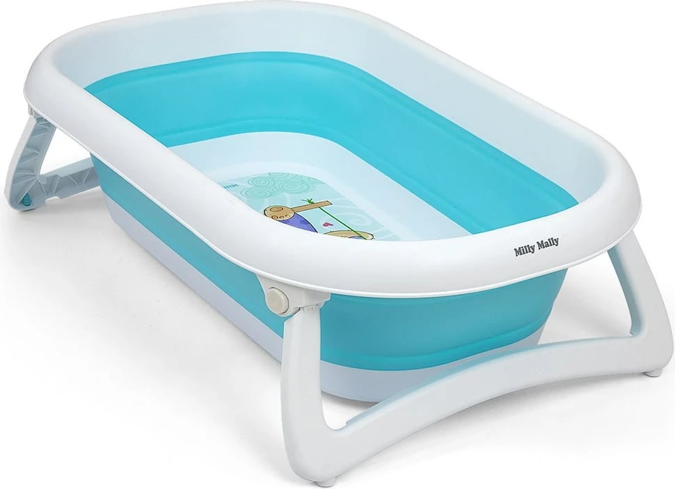 Vaskë bebe palosëse me kullesë, Milly Mally Aqua, termo-tapë sensore, 80x48x23 cm, blu