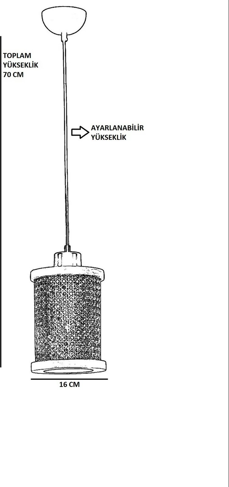 Llambë tavani Opviq Gizem, dru arre, ratan, një copë