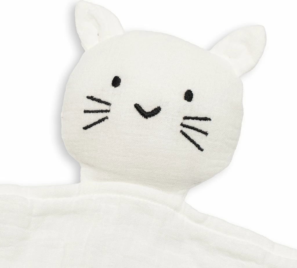 Lodër ngushëlluese muselinë New Baby Cat 30x30 cm pambuk organik e bardhë