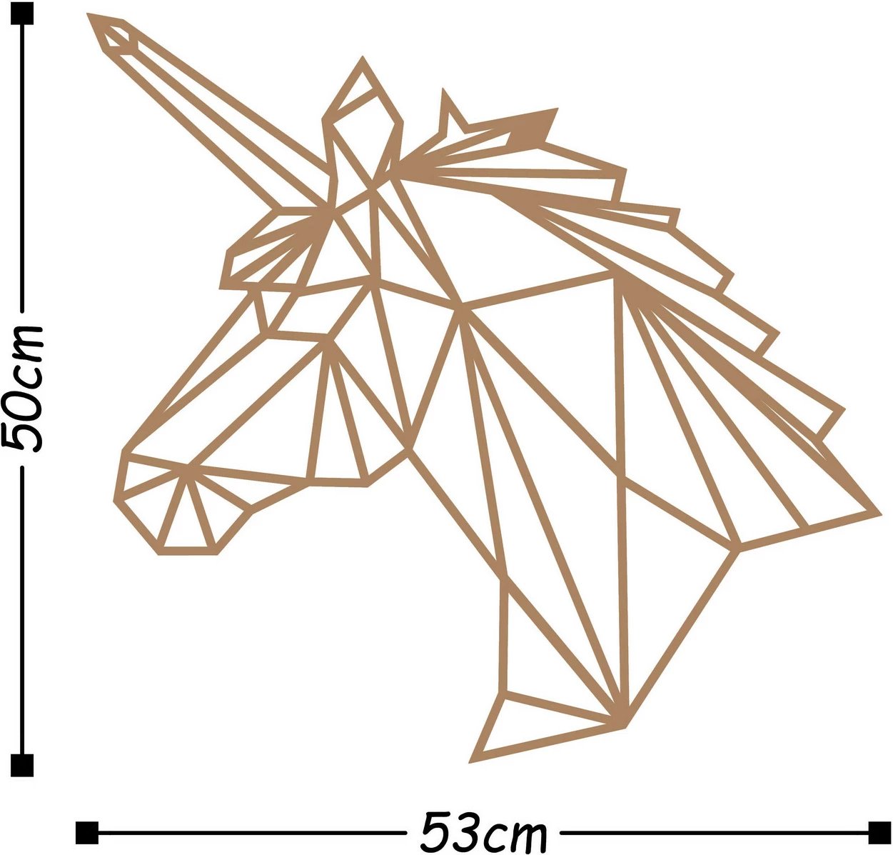 Aksesor dekorativ metalik për mur, njëbrirësh, ngjyrë bakri, Wallity