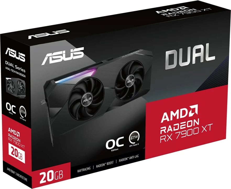 Kartelë grafike ASUS Dual RX7900XT-O20G, 20 GB GDDR6, e zezë