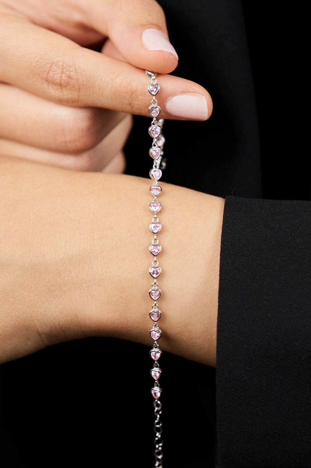 Byzylyk argjendi Elika Silver, ngjyrë rozë, ELKYS60422Pembe