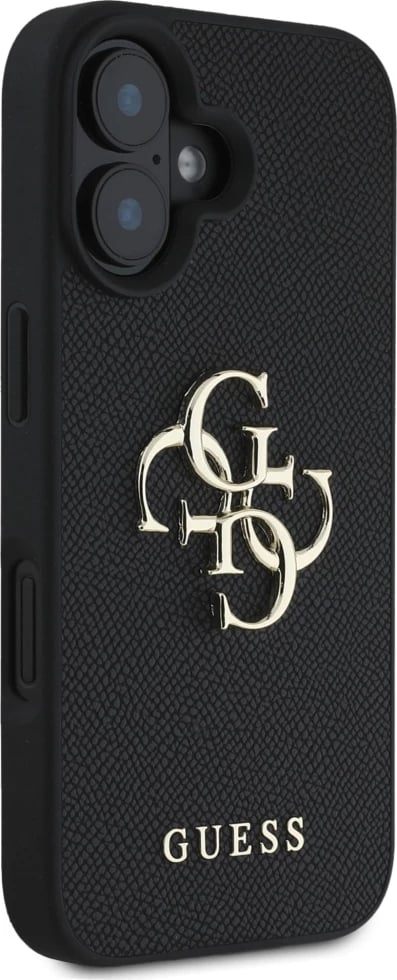 Mbështjellës Guess Grained Big 4G Logo Small Classic Logo për iPhone 16, e zezë Mbështjellës Guess Grained Big 4G Logo Small Classic Logo për iPhone 16, e zezë