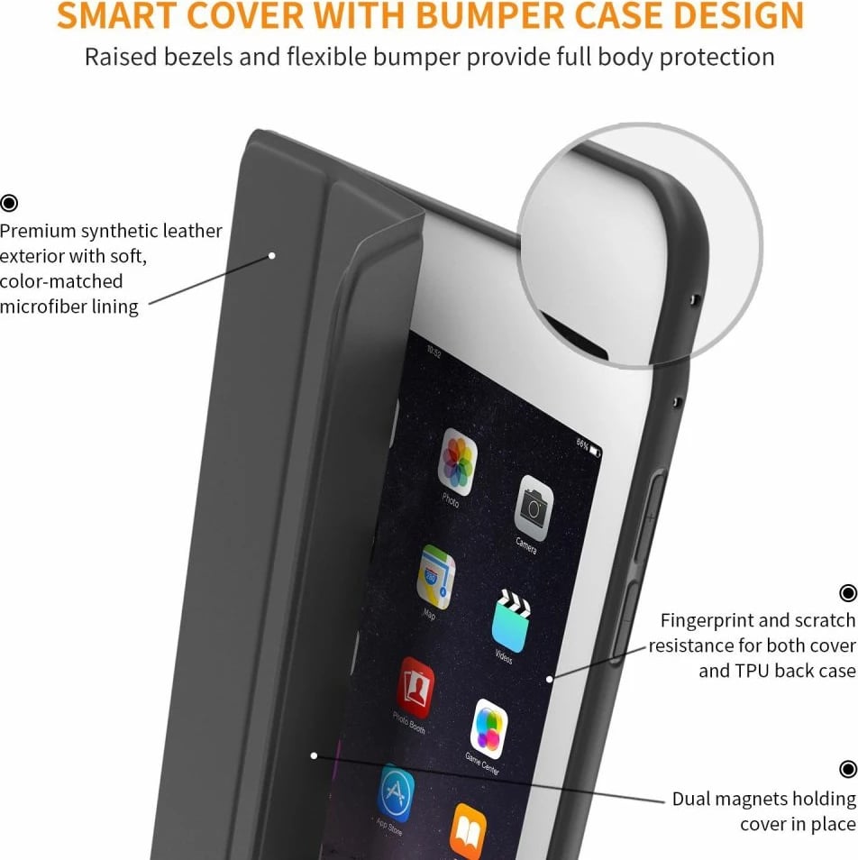 Mbështjellës Tech-Protect SmartCase për iPad Air 9.7" (2014), E zezë