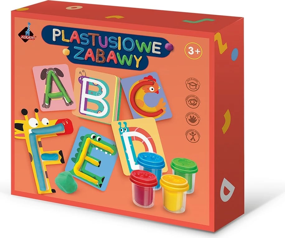 Set plasteline edukative ASKATO Plastusiowe Play Set - Letters, shumëngjyrëshe