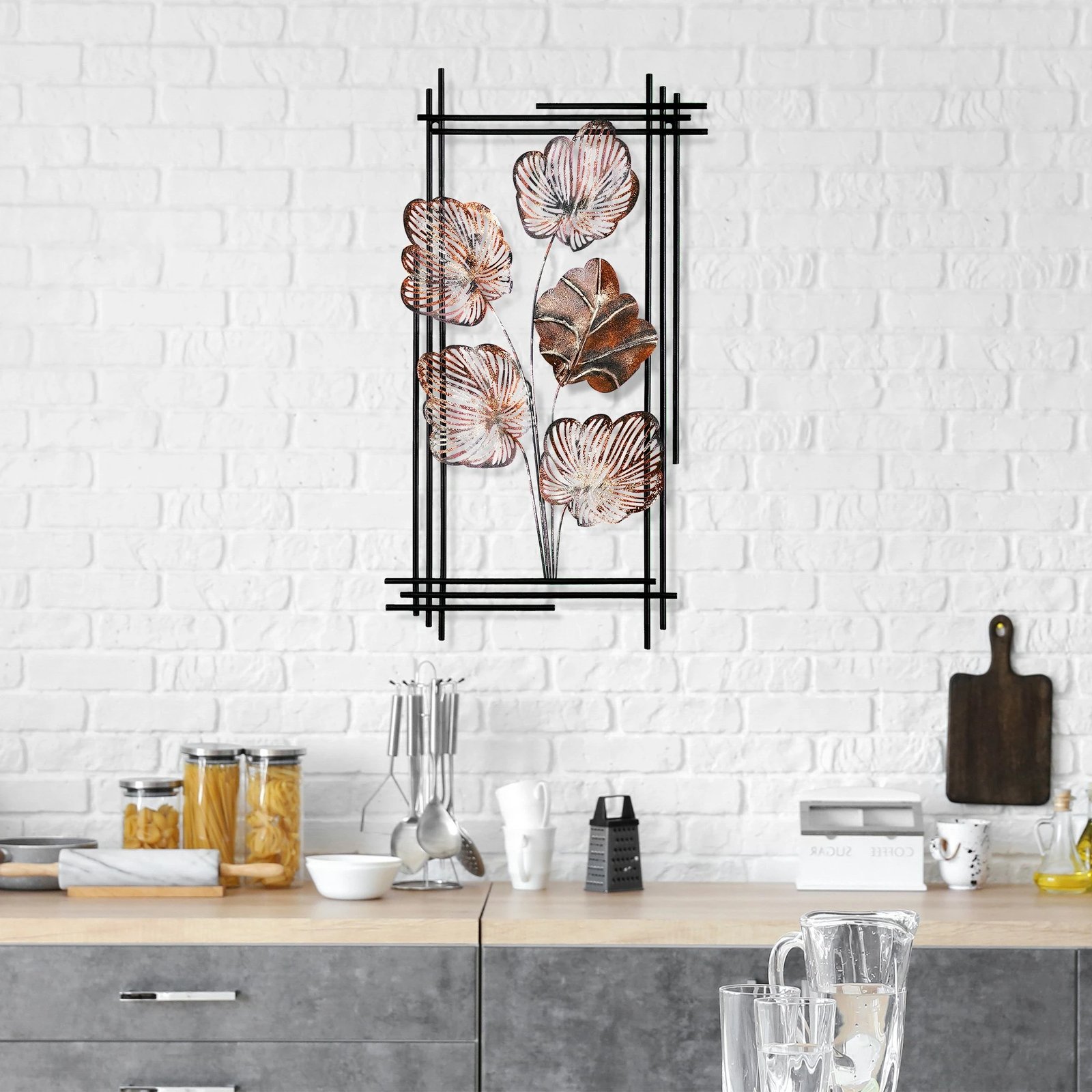 Aksesor dekorativ metalik për mur, Wallity Daiyu 3, shumëngjyrësh, 48x87x4cm