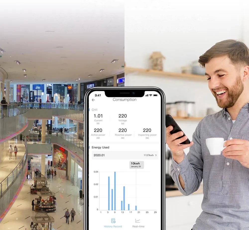 Ndërprerës inteligjent Sonoff SPM-Main, matës i energjisë, Wi-Fi/Ethernet, i bardhë Ndërprerës inteligjent Sonoff SPM-Main, matës i energjisë, Wi-Fi/Ethernet, i bardhë