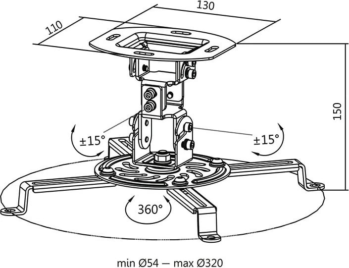 Mbajtëse tavani për projektor LogiLink BP0057, alumin, e bardhë