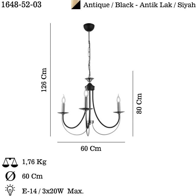 Llambë tavani Opviq, Ferra, ngjyrë llak antik, 52-03