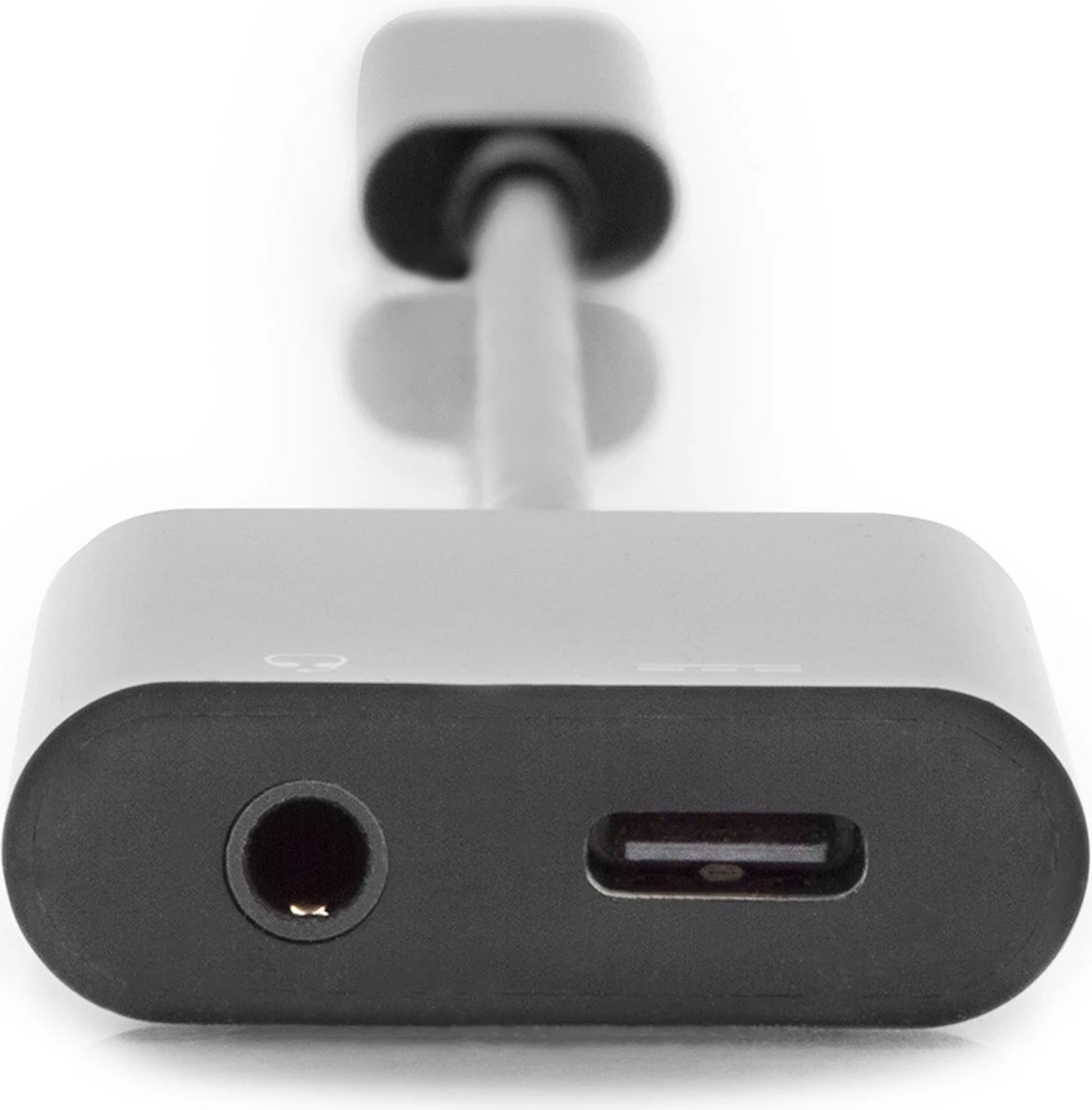 Kabllo adapter Digitus USB Type-C në 3.5mm + USB-C, 0.2m, zi